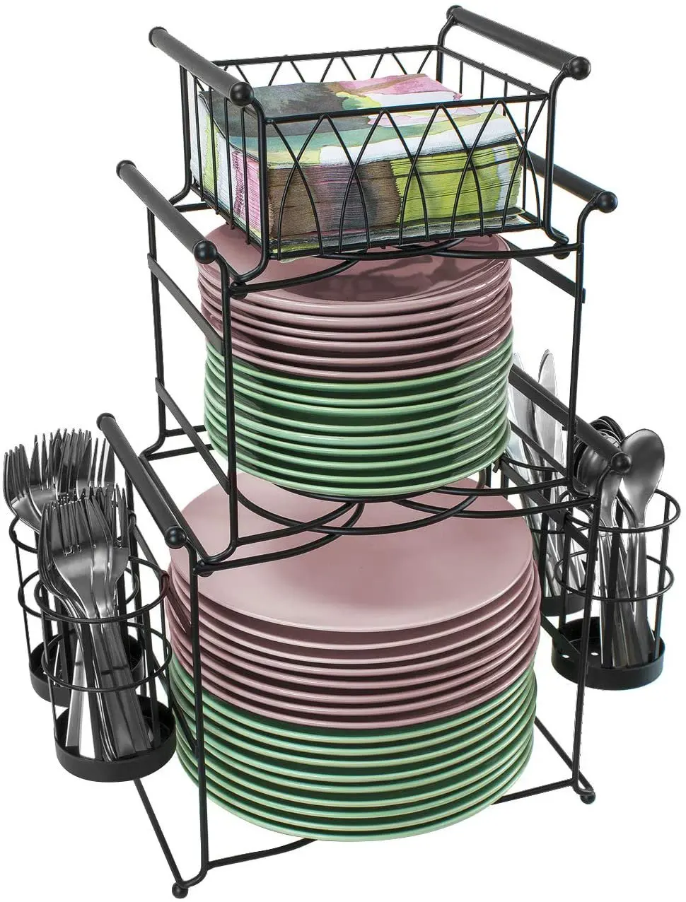 Buffet Caddy — 7-Piece Stackable Set Includes Plate, Napkin, and Silverware Holder, 3-Tier Detachable Tabletop Organizer — I
Buffet Caddy — 7-Piece Stackable Set Includes Plate, Napkin, and Silverware Holder, 3-Tier Detachable Tabletop Organizer — I