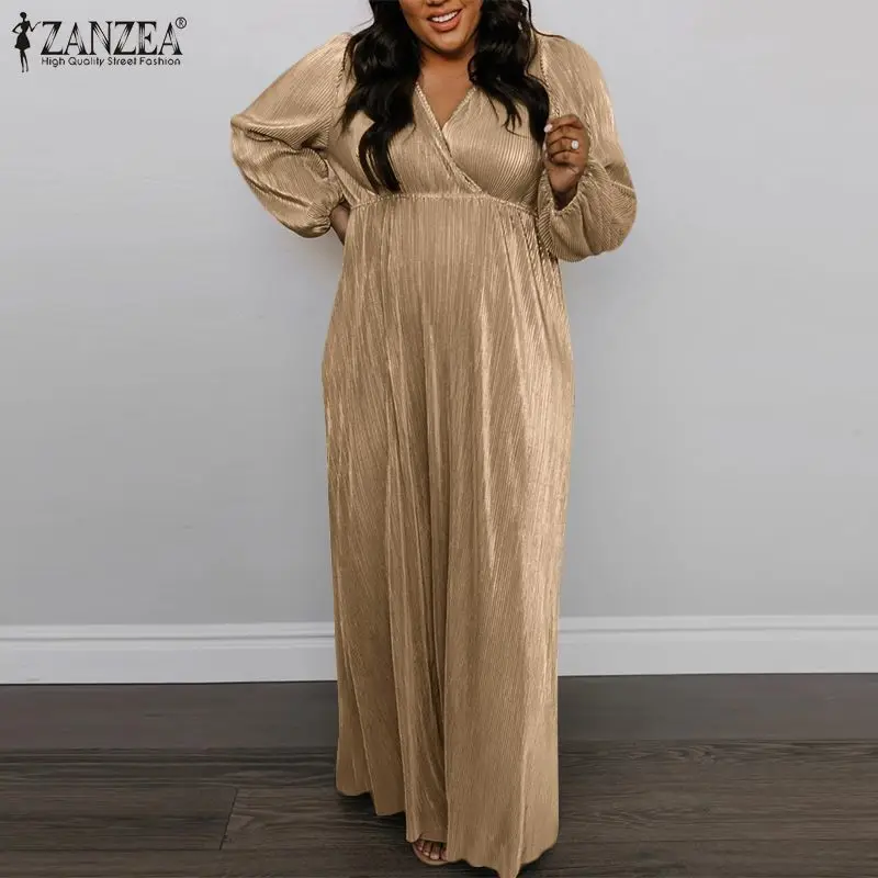 Женские Плиссированные Длинные платья-Макси 2022, Женский вечерний сарафан с пышными рукавами ZANZEA, платья большого размера, повседневные одн... 
Женские Плиссированные Длинные платья-Макси 2022, Женский вечерний сарафан с пышными рукавами ZANZEA, платья большого размера, повседневные одн...