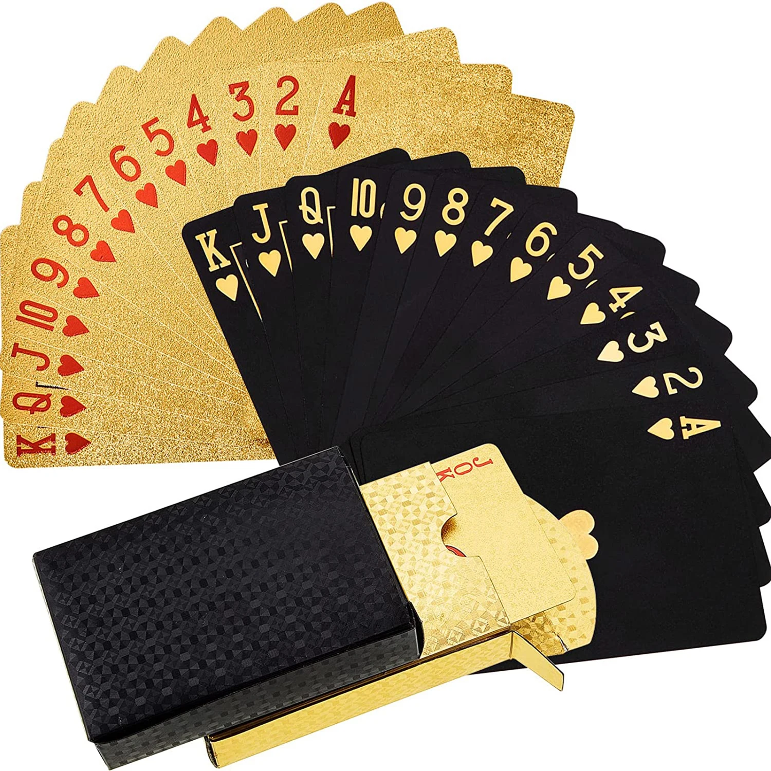 

Waterproof Gold Black Silver Standard Playing Card Plastic Poker Cards Highly Flexible Foil Poker Card For Party Card Decks Game