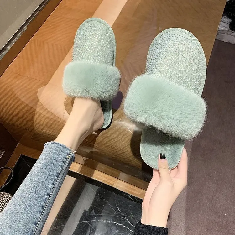 Women Autumn Winter Slippers Ladies New Round Toe Luxury Rhinestone Fur Crystal Slippers Diamond Flats Home Shoes Zapatos Mujer
Women Autumn Winter Slippers Ladies New Round Toe Luxury Rhinestone Fur Crystal Slippers Diamond Flats Home Shoes Zapatos Mujer