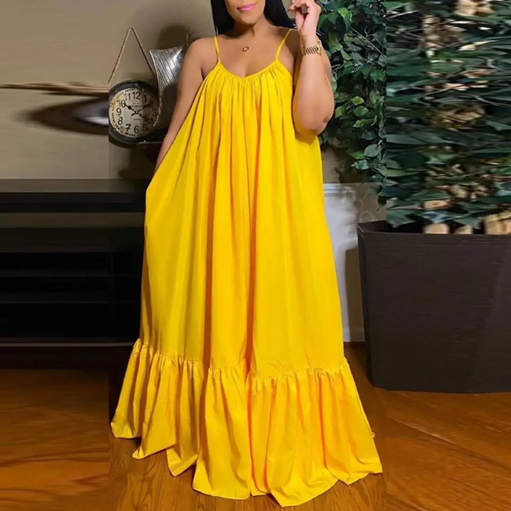 Fashion Oversized Women Maxi Dress Backless Casual Floor-length Solid Color Big Swing Strap Pocket Sling Dress for Beach S-5XL
Fashion Oversized Women Maxi Dress Backless Casual Floor-length Solid Color Big Swing Strap Pocket Sling Dress for Beach S-5XL
