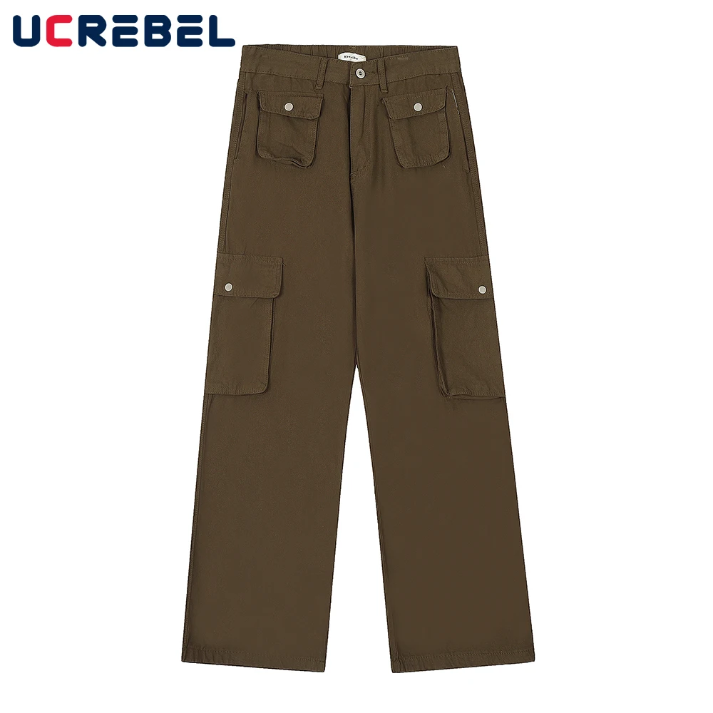 Брюки-карго мужские прямые однотонные, повседневные свободные штаны с несколькими карманами, в стиле сафари 
Брюки-карго мужские прямые однотонные, повседневные свободные штаны с несколькими карманами, в стиле сафари