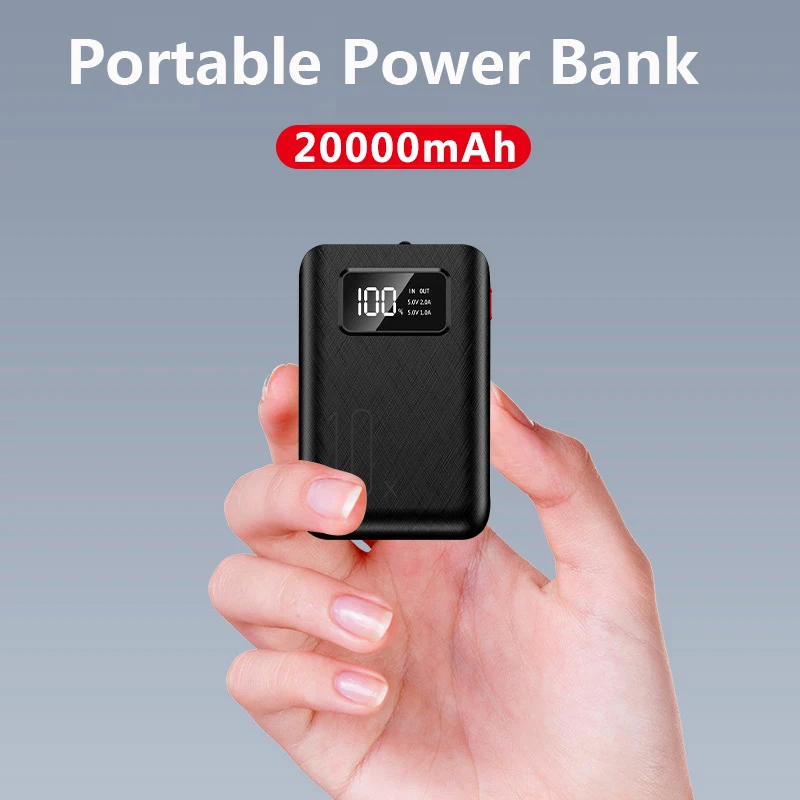 Компактный внешний аккумулятор 20000 мАч портативное зарядное устройство для