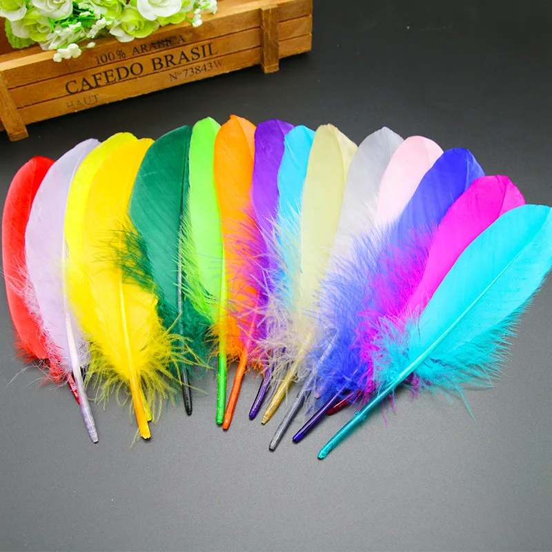 20/50/100/200pcs Four specifications 28 colors diy feather wedding dress handmade decorative materials goose down 15-22cm length 
20/50/100/200pcs Four specifications 28 colors diy feather wedding dress handmade decorative materials goose down 15-22cm length