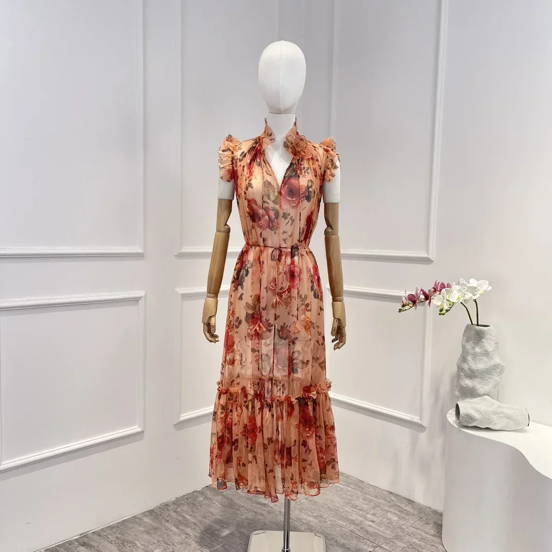 2023 New Arrivals High Quality Appliques Floral Printing V-neck Pleated Sleeveless Lace-up Women Midi Dress
2023 New Arrivals High Quality Appliques Floral Printing V-neck Pleated Sleeveless Lace-up Women Midi Dress
