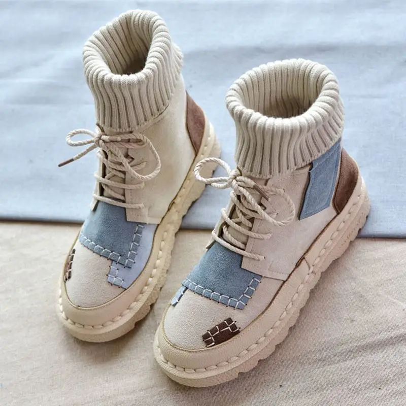 2021 Women's Patchwork Flat Boots Soft Bottom Comfortable Woolen Handmade College Fashion Lightweight and Warm Women's Boots
2021 Women's Patchwork Flat Boots Soft Bottom Comfortable Woolen Handmade College Fashion Lightweight and Warm Women's Boots