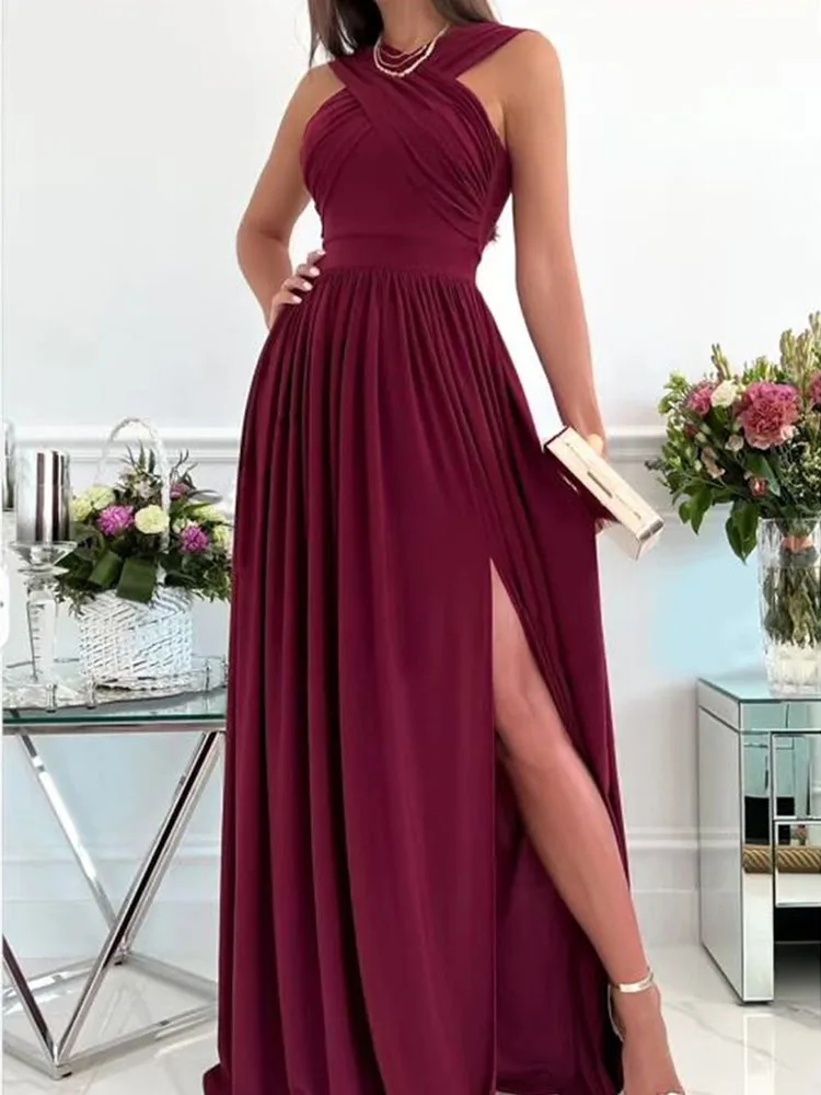Summer Cross Tank Sleeveless Maxi Dress Women Elegant Slim Long Solid Party Evening Wedding Dress Casual Solid High Split Dress
Summer Cross Tank Sleeveless Maxi Dress Women Elegant Slim Long Solid Party Evening Wedding Dress Casual Solid High Split Dress
