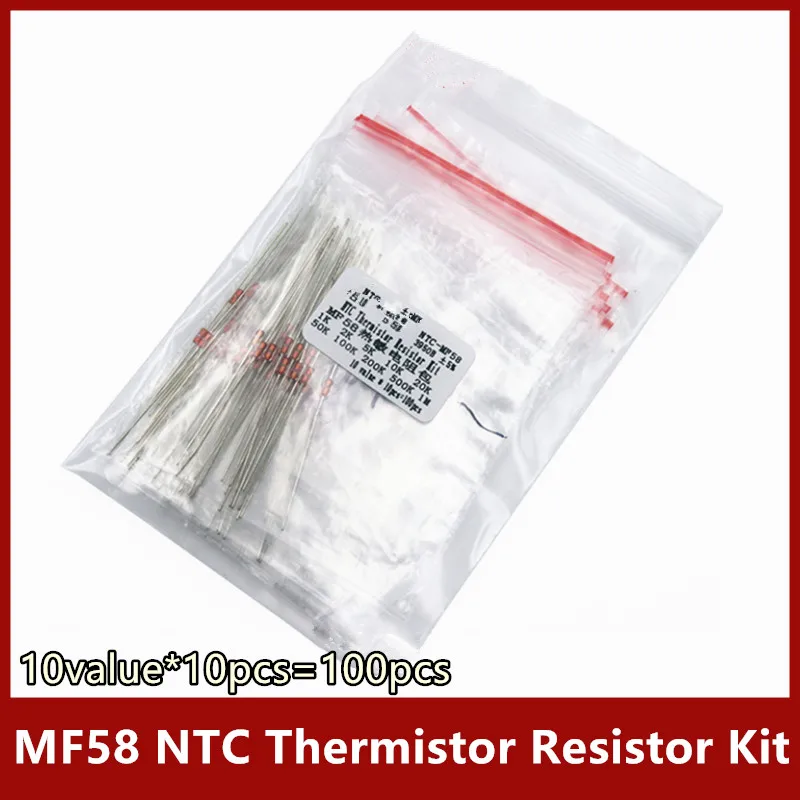 

10value*10pcs=100pcs MF58 NTC Thermistor Resistor Kit NTC-MF58 1K 2K 5K 10K 20K 50K 100K 200K 500K 1M +/-5% 3950 3950B