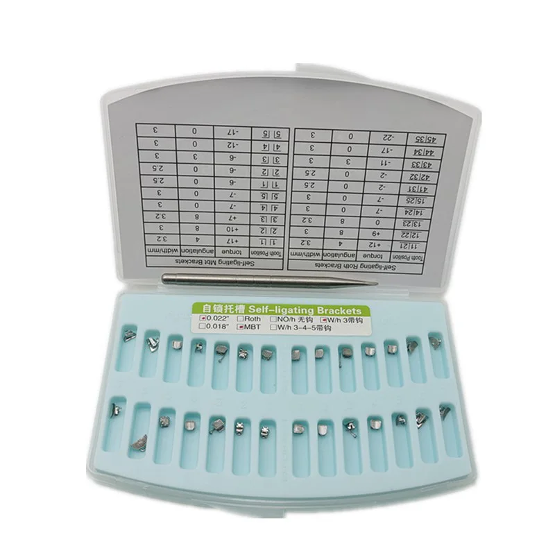 Dental Self Ligating Brackets Standard Torque MBT/ROTH Orthodontic Bracket 0.022 3hooks Orthodontic Kits
Dental Self Ligating Brackets Standard Torque MBT/ROTH Orthodontic Bracket 0.022 3hooks Orthodontic Kits