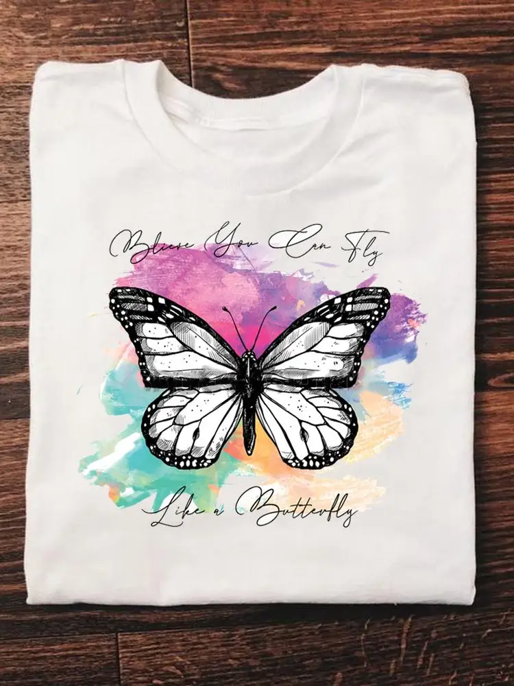 Print T Short Sleeve Clothes Ladies Fashion Women's Clothing Watercolor Butterfly Lovely Female Graphic Tee Summer T-shirts
Print T Short Sleeve Clothes Ladies Fashion Women's Clothing Watercolor Butterfly Lovely Female Graphic Tee Summer T-shirts