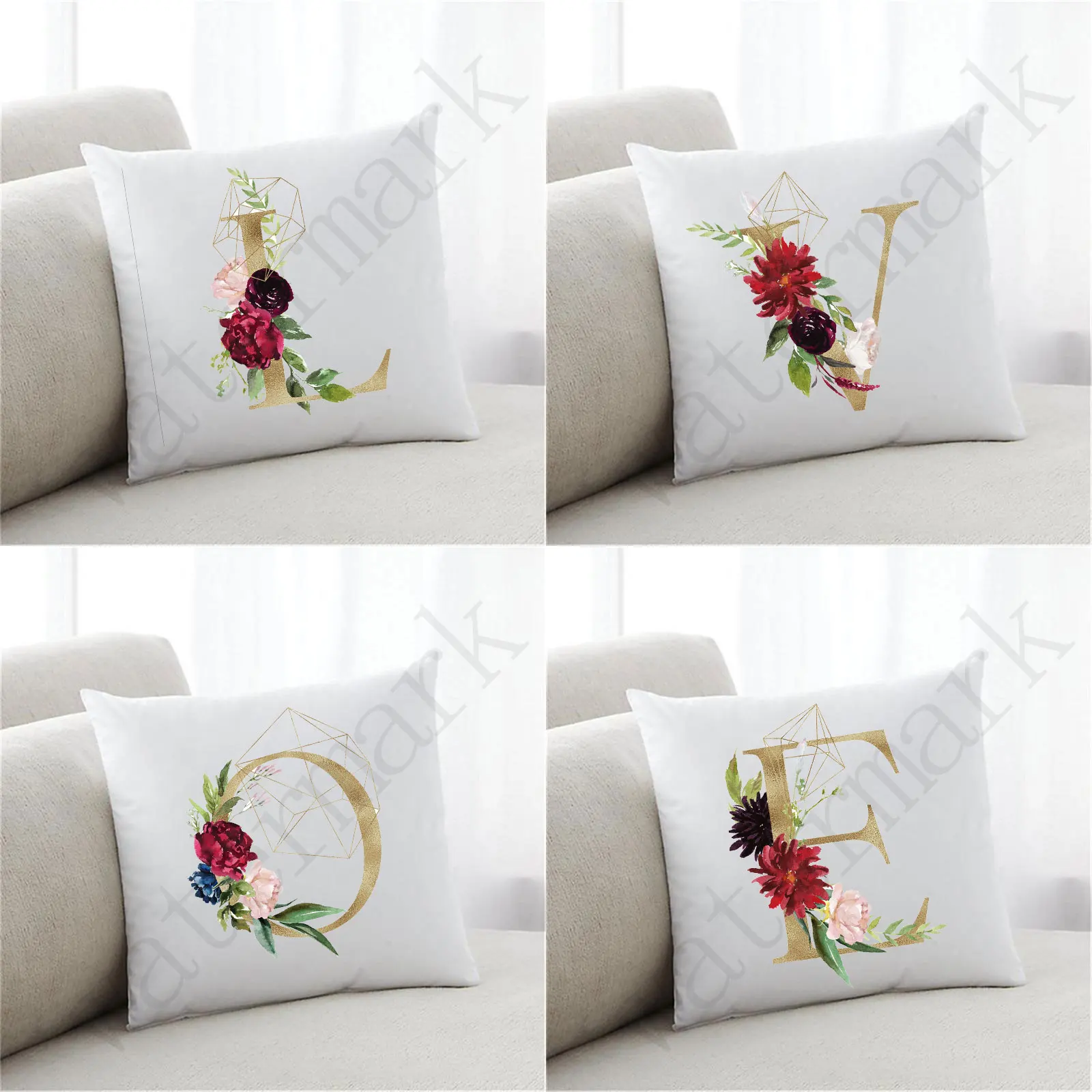 

Flower Letter Pillow Case Around Alphabet Cushion Cover for Home Throw Pillow Covers Sofa Car Decorative Pillowcases 45x45cm