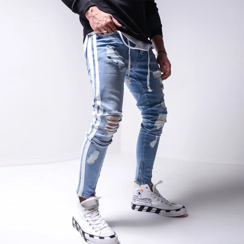 Men's Skinny ripped jeans men Pants Pencil Biker Side Striped Jeans Destroyed Hole Hip Hop Slim Fit Man Stretchy Jean Print
Men's Skinny ripped jeans men Pants Pencil Biker Side Striped Jeans Destroyed Hole Hip Hop Slim Fit Man Stretchy Jean Print