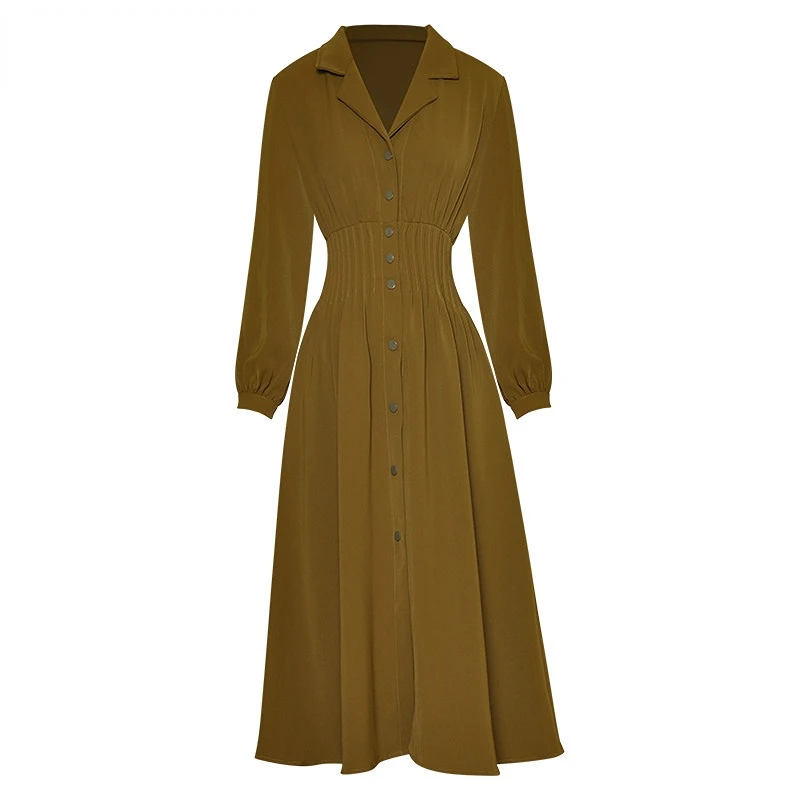 2023 Runway Luxury Designer Long Sleeve Single Breasted Pocket Fold Elastic Retraction Swing Professional Temperament dress
2023 Runway Luxury Designer Long Sleeve Single Breasted Pocket Fold Elastic Retraction Swing Professional Temperament dress