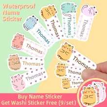 Custom Transparent Self-adhesive Name Sticker Tag Personalized Washi Label Waterproof Iron on Stickers for Kids School Clothes