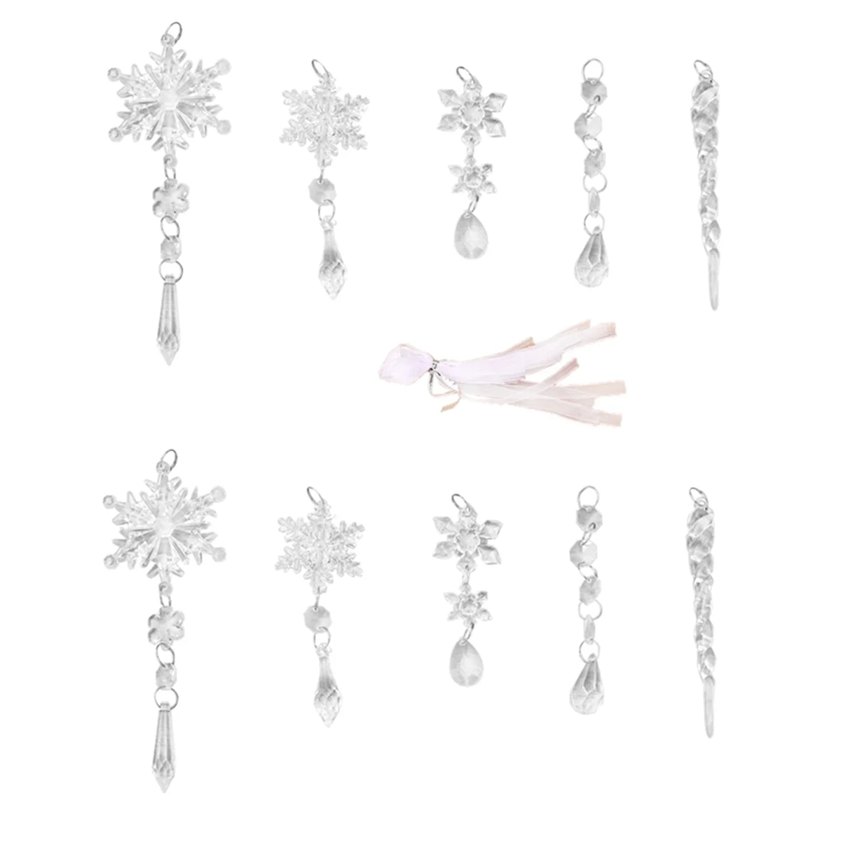 

10Pcs Acrylic Fake-Icicles Christmas Snowflake Pendants Xmas Tree Icicle Hanging Ornaments Christmas-Decoration Set