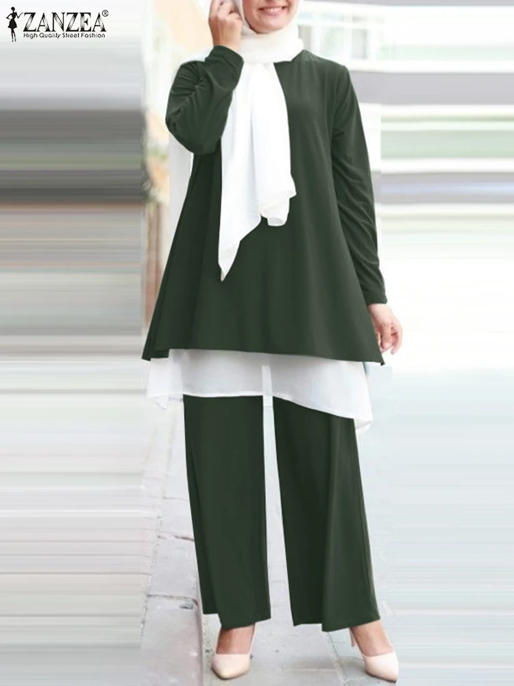 Casual Long Sleeve Patchwork Blouse Trousers Suits ZANZEA Fashion Muslim Sets Women 2PCS Pants Sets Loose Ramadan Tracksuit
Casual Long Sleeve Patchwork Blouse Trousers Suits ZANZEA Fashion Muslim Sets Women 2PCS Pants Sets Loose Ramadan Tracksuit