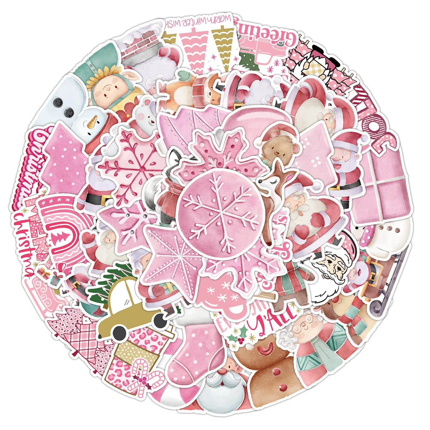 10/30/50 шт. милые рождественские Мультяшные наклейки с розовым Санта-Клаусом, наклейки на ноутбук, телефон, сноуборд, чемодан, холодильник, дет...