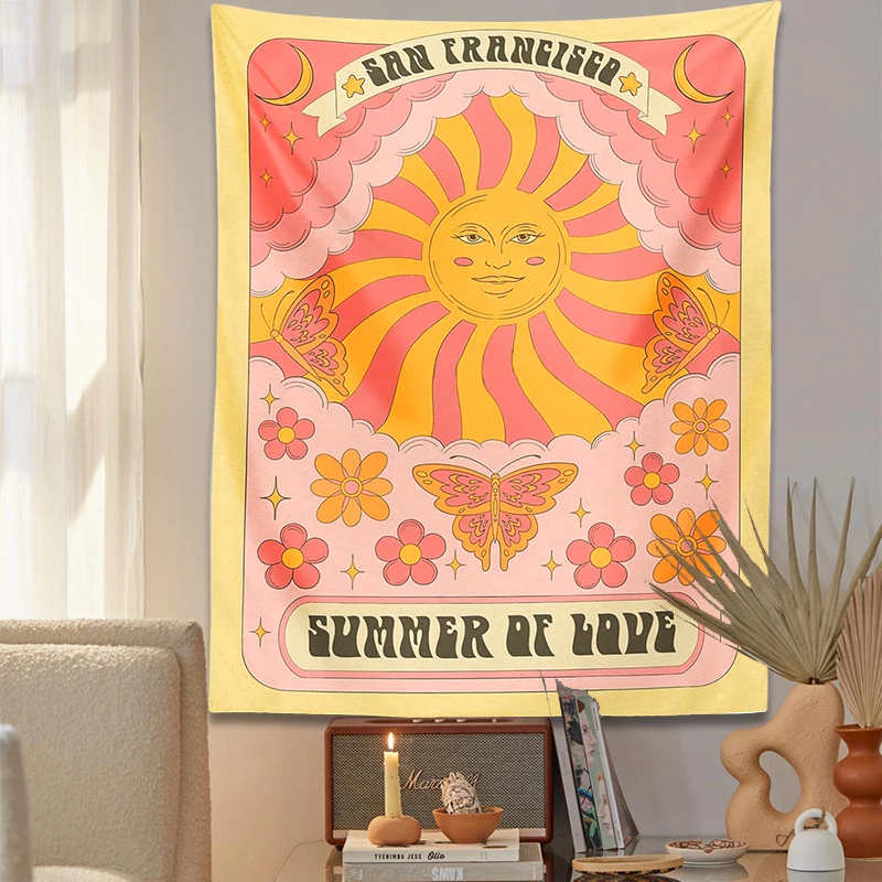 Summer of Love Tapestry Wall Hanging sun rainbow butterfly 70s Retro Hippie Flower girl Aesthetic Wall Carpets Dorm home Decor
Summer of Love Tapestry Wall Hanging sun rainbow butterfly 70s Retro Hippie Flower girl Aesthetic Wall Carpets Dorm home Decor