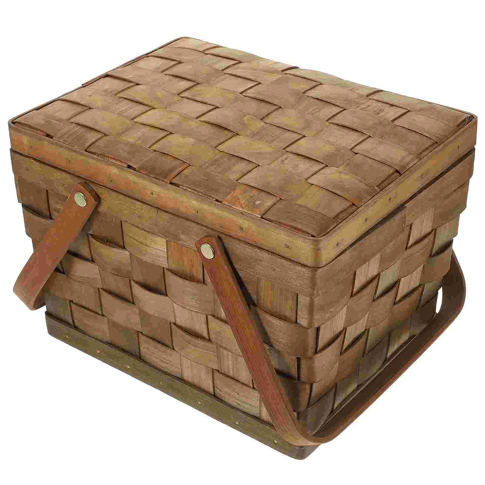 Rustic Wedding Decorations Wooden Picnic Basket Baskets Handles Bread Storage Small
Rustic Wedding Decorations Wooden Picnic Basket Baskets Handles Bread Storage Small