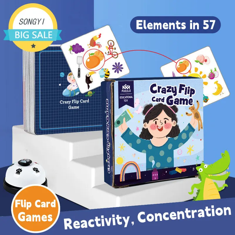 54Pcs Crazy Matching Card Children's Concentration Reactivity Training Card Kids Party Table Flip Card Games Educational Toys
54Pcs Crazy Matching Card Children's Concentration Reactivity Training Card Kids Party Table Flip Card Games Educational Toys