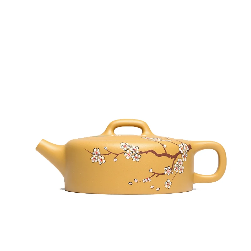 

Yixing Zisha Teapot Handmade Famous Raw Ore Gold Segment Mud Clay Painting Well Curb Little Teapot Kung Fu Tea Set