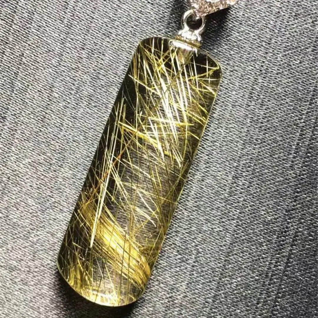 Natural Gold Rutilated Quartz Pendant Necklace Jewelry For Woman Lady Man Healing Love Gift Crystal Silver 34x12x7mm Beads AAAAA
Natural Gold Rutilated Quartz Pendant Necklace Jewelry For Woman Lady Man Healing Love Gift Crystal Silver 34x12x7mm Beads AAAAA