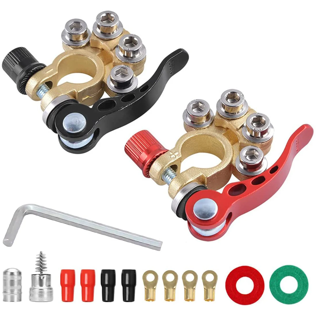 New 2Pcs Battery Terminal Connectors 4-Way Battery Terminals Connector Clamps Quick Release Positive Negative Battery Terminal
New 2Pcs Battery Terminal Connectors 4-Way Battery Terminals Connector Clamps Quick Release Positive Negative Battery Terminal