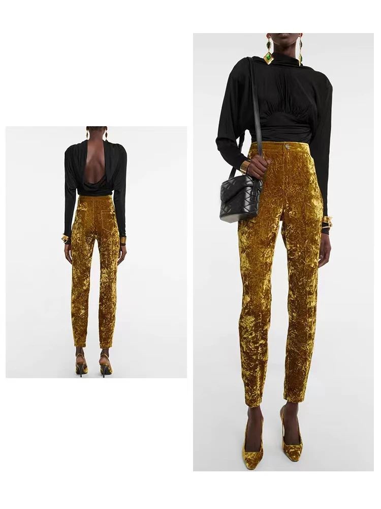 Autumn and winter new gold velvet high waist small footed trousers sexy slim fashion versatile y2k Clothes for women 2022 new in
Autumn and winter new gold velvet high waist small footed trousers sexy slim fashion versatile y2k Clothes for women 2022 new in