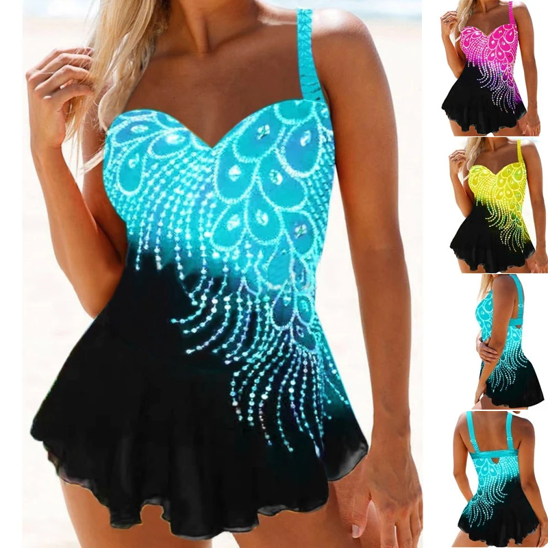 Womens Feather Print Tankini Swimwear With Brief Swim Costume Two Piece Tummy Control Swimsuit High Waist Bathing Suit
Womens Feather Print Tankini Swimwear With Brief Swim Costume Two Piece Tummy Control Swimsuit High Waist Bathing Suit