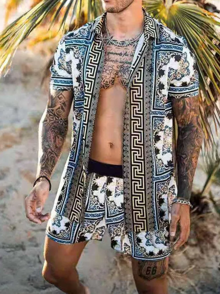 Hot Sale Summer Men's Hawaiian Suit Short Sleeve Printed Button Shirt Beach Shorts Street Casual Men's Suit 2 Pieces S-3XL
Hot Sale Summer Men's Hawaiian Suit Short Sleeve Printed Button Shirt Beach Shorts Street Casual Men's Suit 2 Pieces S-3XL