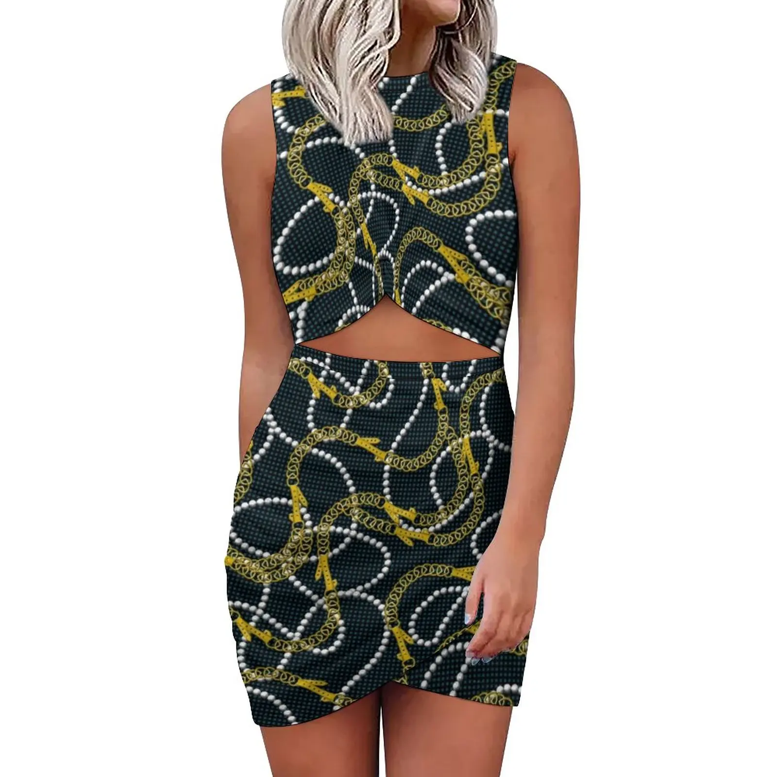 Gold Chains Dress Sleeveless Modern Pearls Print Street Style Dresses Holiday Vintage Bodycon Dress Ladies Oversized Vestido
Gold Chains Dress Sleeveless Modern Pearls Print Street Style Dresses Holiday Vintage Bodycon Dress Ladies Oversized Vestido
