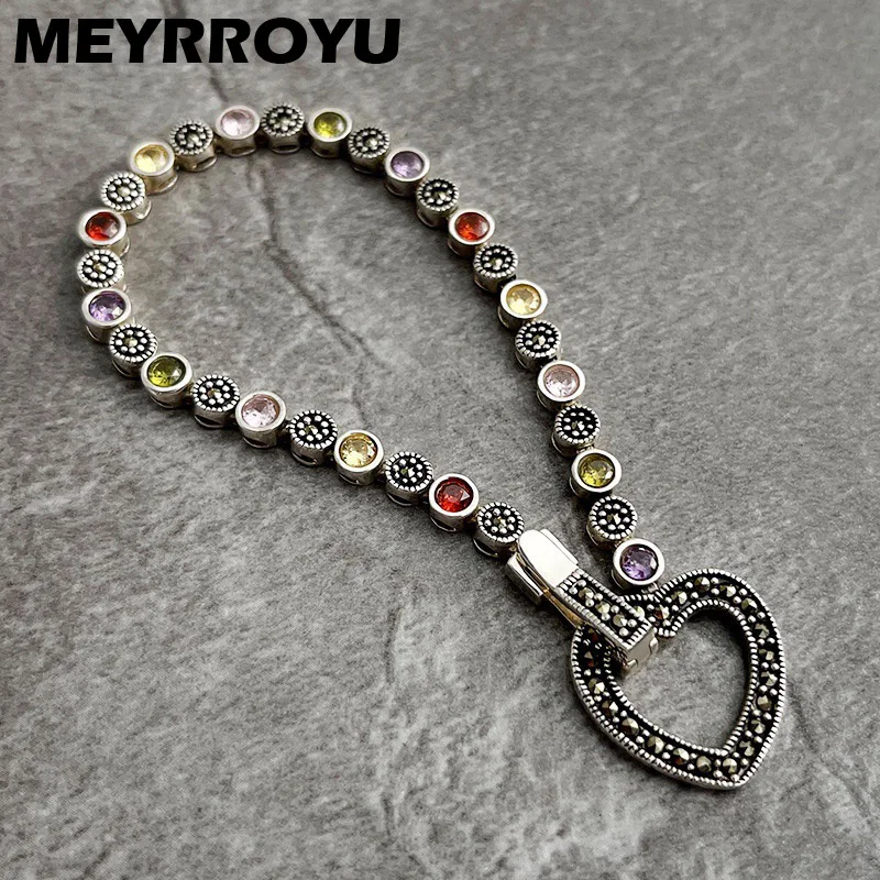 MEYRROYU Vintage Rainbow Zircon Love Heart Bracelet For Women Girl Super Fashion New Jewelry Party Friend Gift pulseras mujer
MEYRROYU Vintage Rainbow Zircon Love Heart Bracelet For Women Girl Super Fashion New Jewelry Party Friend Gift pulseras mujer