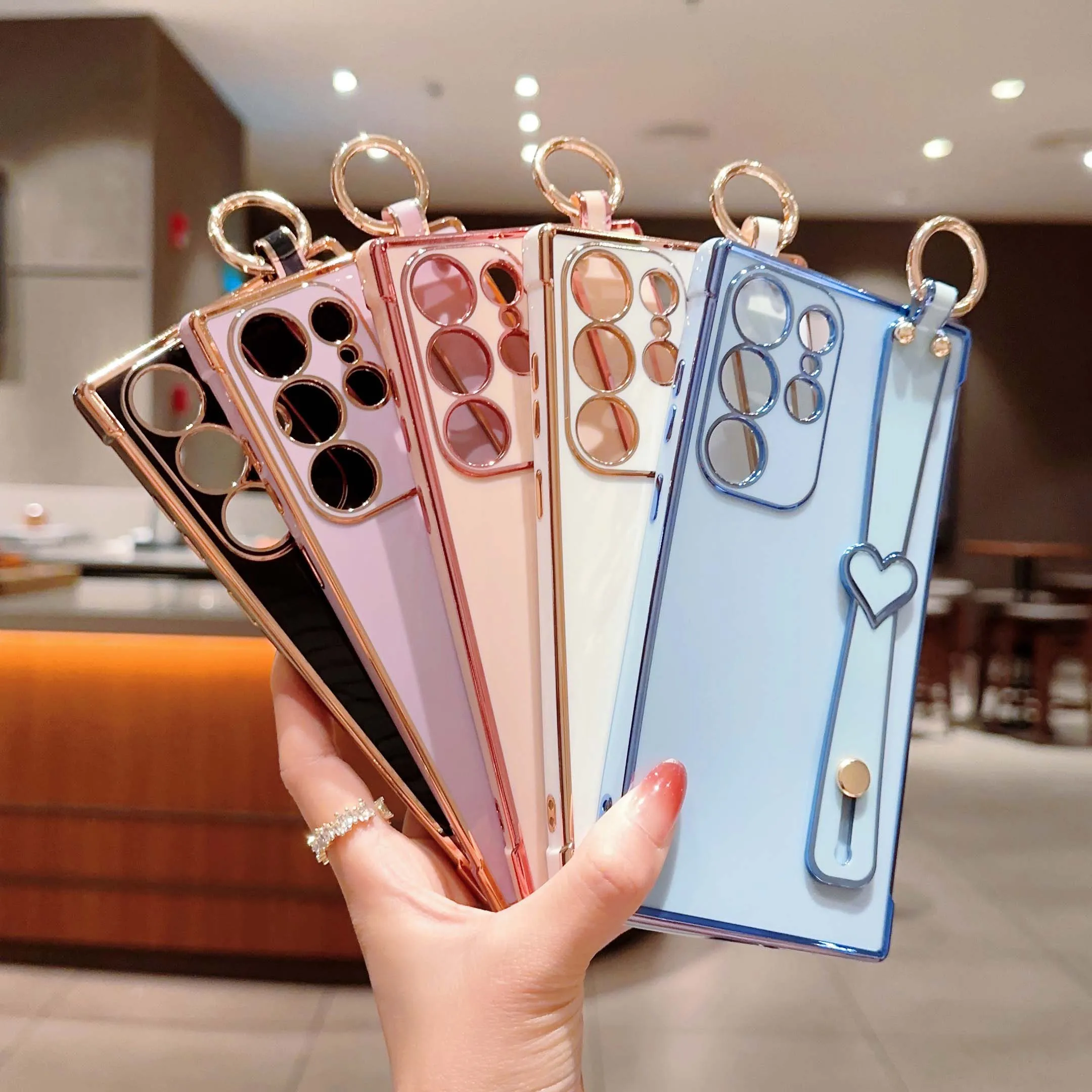 Luxury Lanyard Case for Samsung Galaxy S23 S22 S21 Ultra Plus S20 FE 5G 2022 6D Plating Bracket Soft Phone Cover SamsungS23Ultra 
Luxury Lanyard Case for Samsung Galaxy S23 S22 S21 Ultra Plus S20 FE 5G 2022 6D Plating Bracket Soft Phone Cover SamsungS23Ultra