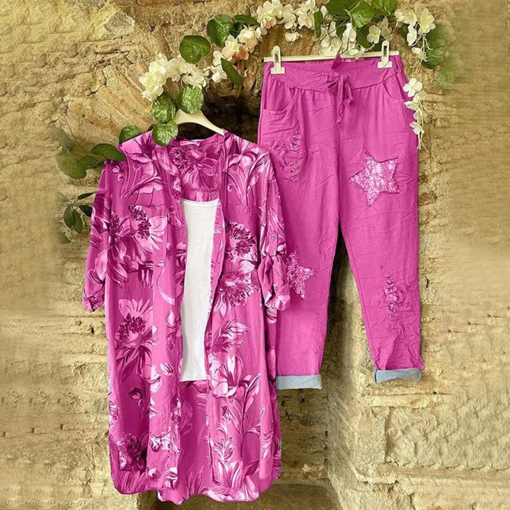 2 Pcs/Set Stylish Soft Women Pants Set Flower Pattern Mid Waist Lightweight Lady Shirt Trousers Set Open Stitch
2 Pcs/Set Stylish Soft Women Pants Set Flower Pattern Mid Waist Lightweight Lady Shirt Trousers Set Open Stitch