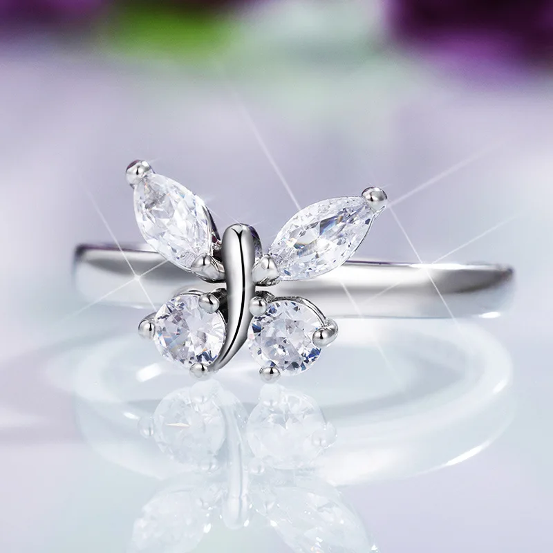 Copper Butterfly Shaped Zircon Ring Female Romantic Qixi Valentine's Day Gift Exquisite Ring Simple Luxury Student Ring
Copper Butterfly Shaped Zircon Ring Female Romantic Qixi Valentine's Day Gift Exquisite Ring Simple Luxury Student Ring