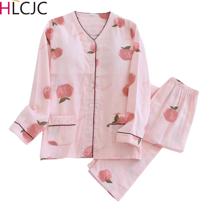 Cotton Gauze Pyjamas Long-sleeved Trousers Sleepwear Spring Summer Ladies Pajamas Suit Sexy V-neck Long Pajamas Women's Homewear
Cotton Gauze Pyjamas Long-sleeved Trousers Sleepwear Spring Summer Ladies Pajamas Suit Sexy V-neck Long Pajamas Women's Homewear