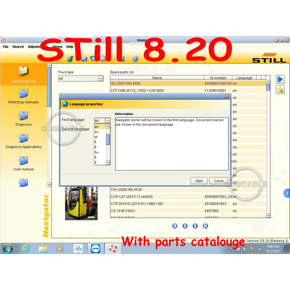 Still forklift Canbox interface with still steds 8.20 R8 NEW VERSION STILL SCAN TOOL SOFTWARE
Still forklift Canbox interface with still steds 8.20 R8 NEW VERSION STILL SCAN TOOL SOFTWARE