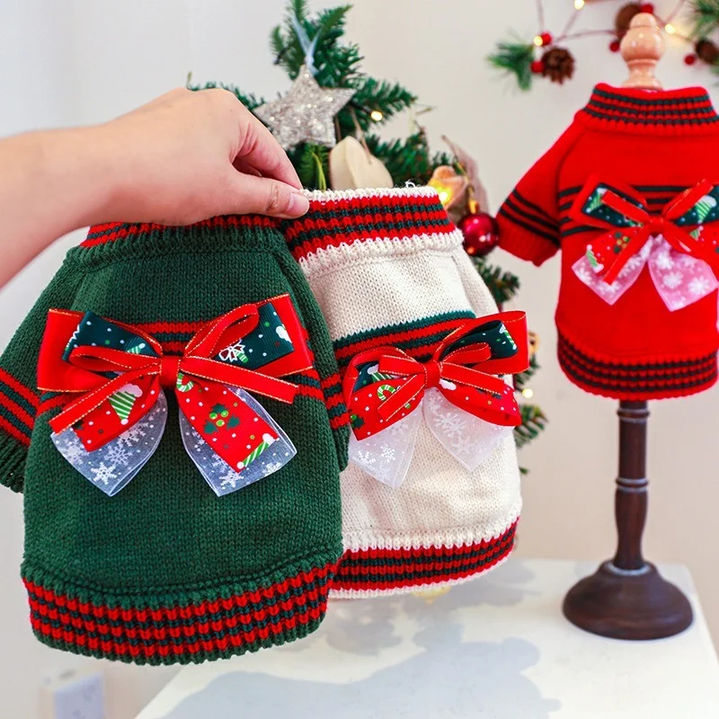 Christmas Sweater Pet Clothing Dogs Stripe Bow Tie Dog Clothes Costume French Bulldog Warm Cute Autumn Winter Green Boy Mascotas
Christmas Sweater Pet Clothing Dogs Stripe Bow Tie Dog Clothes Costume French Bulldog Warm Cute Autumn Winter Green Boy Mascotas