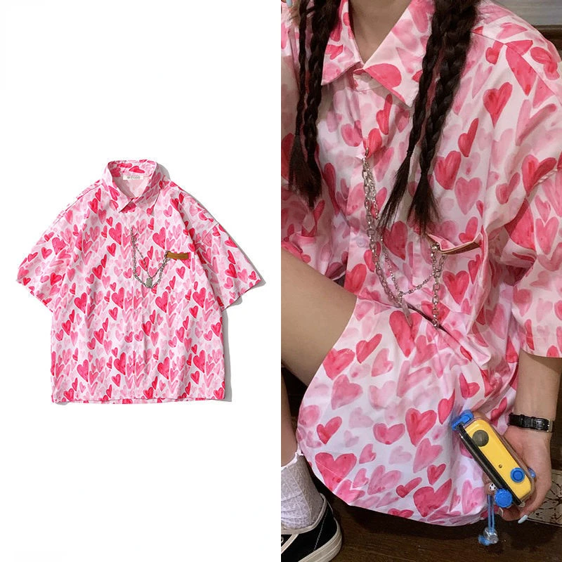 Kawaii Pink Shirt Women's New Summer Shirt Button Up Blouse Hawaiian Beach Harajuku Cute Tops Clothing Korean Fashion 2022
Kawaii Pink Shirt Women's New Summer Shirt Button Up Blouse Hawaiian Beach Harajuku Cute Tops Clothing Korean Fashion 2022