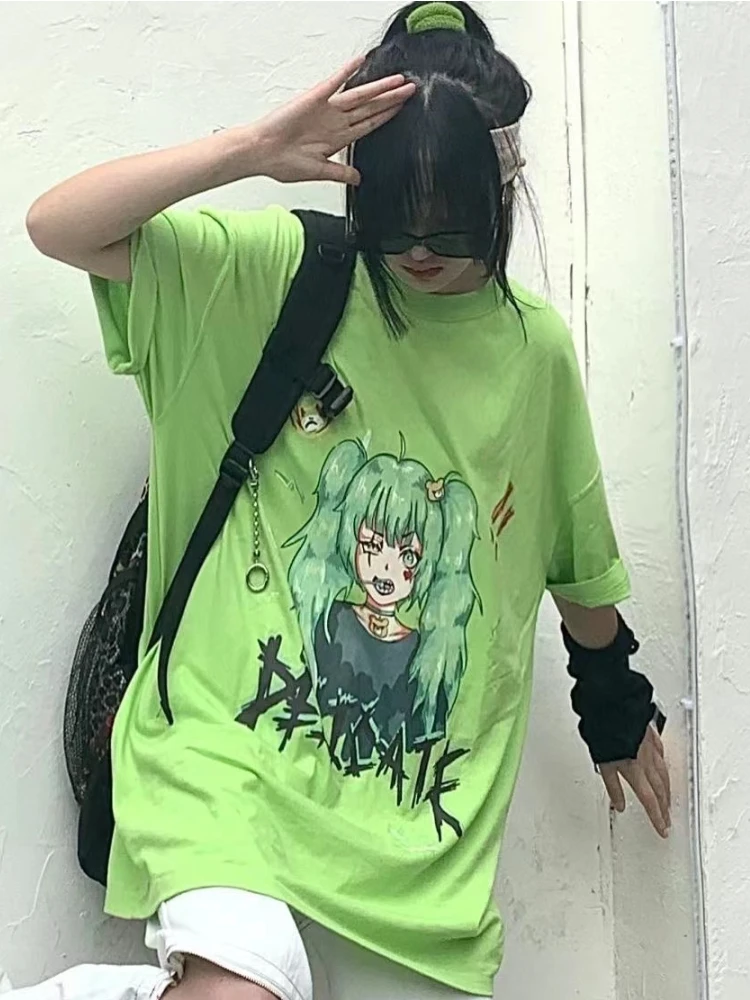 Deeptown Y2K Gothic Streetwear Anime Print T Shirts Women Harajuku Oversize Short Sleeve Tops Summer E-girl Loose Casual Tee Emo
Deeptown Y2K Gothic Streetwear Anime Print T Shirts Women Harajuku Oversize Short Sleeve Tops Summer E-girl Loose Casual Tee Emo