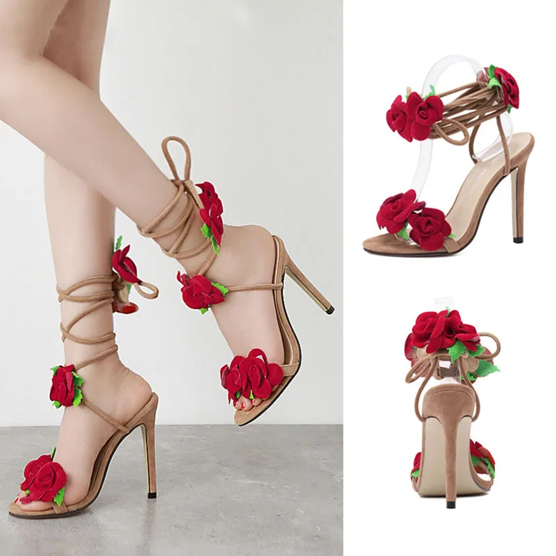 Fashion Ladies Sandals Rose Flower High Heels Ankle Straps Sexy Open Toe High Heels Comfortable Large Size Women's Sandals 35-42
Fashion Ladies Sandals Rose Flower High Heels Ankle Straps Sexy Open Toe High Heels Comfortable Large Size Women's Sandals 35-42