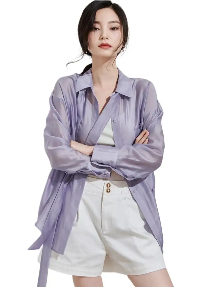 Thin Transparent Lyocell Top Japanese Harajuku Solid Shirt Summer Women's Top Elegant Lace Up Sunscreen Shirt Office Lady Shirt
Thin Transparent Lyocell Top Japanese Harajuku Solid Shirt Summer Women's Top Elegant Lace Up Sunscreen Shirt Office Lady Shirt