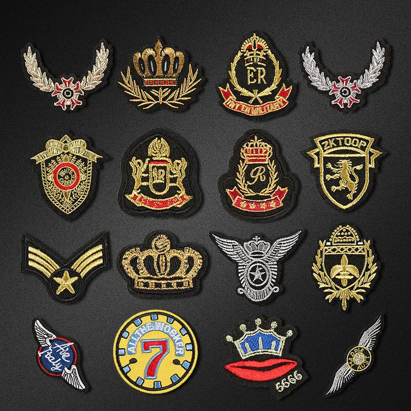 Gold series Crown Army Military Badge Lips Embroidery Wing Stripes Iron on Patches for Clothing Stickers decoration
Gold series Crown Army Military Badge Lips Embroidery Wing Stripes Iron on Patches for Clothing Stickers decoration