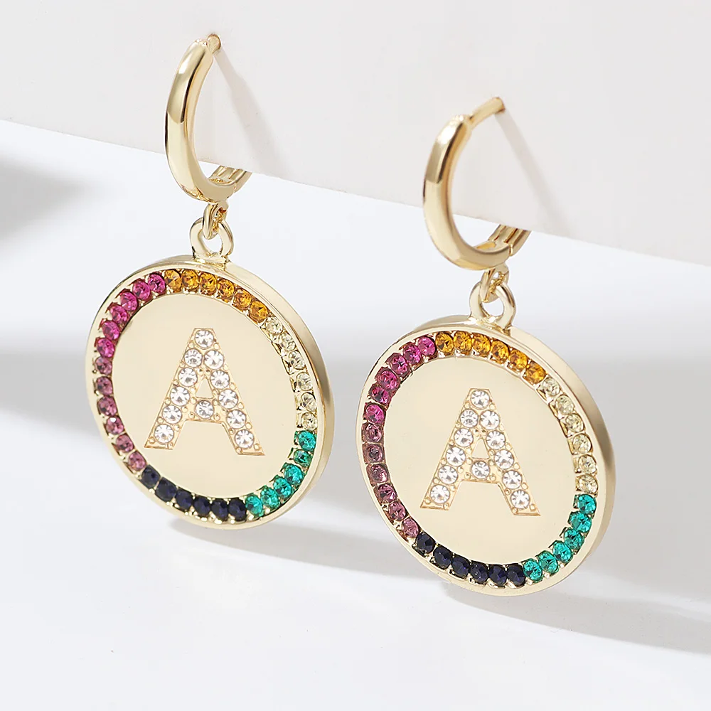 Fashion Colorful Cubic Zircon Round 26 Letters Hoop Earrings Alphabet Name DIY Gold Dangle Earrings For Women 2022 Jewelry Gifts
Fashion Colorful Cubic Zircon Round 26 Letters Hoop Earrings Alphabet Name DIY Gold Dangle Earrings For Women 2022 Jewelry Gifts