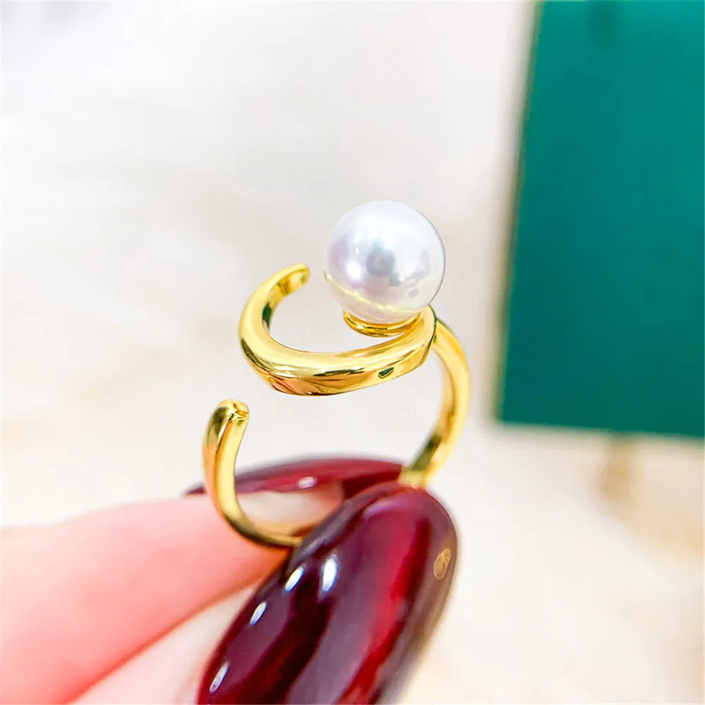 DIY Pearl Accessories S925 Sterling silver jewelry light edition gold silver ring empty holder with 7-8mm round beads No Pearl
DIY Pearl Accessories S925 Sterling silver jewelry light edition gold silver ring empty holder with 7-8mm round beads No Pearl