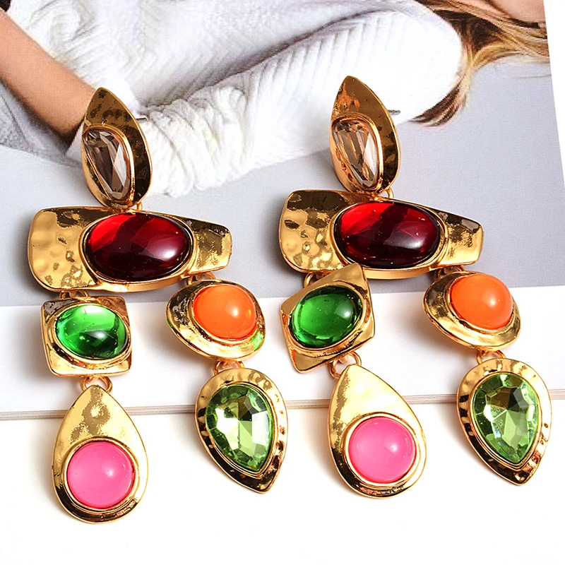 New Metal Colorful Stone Earrings High-quality Crystal Dangle Long Drop Earring Jewelry Accessories For Women
New Metal Colorful Stone Earrings High-quality Crystal Dangle Long Drop Earring Jewelry Accessories For Women