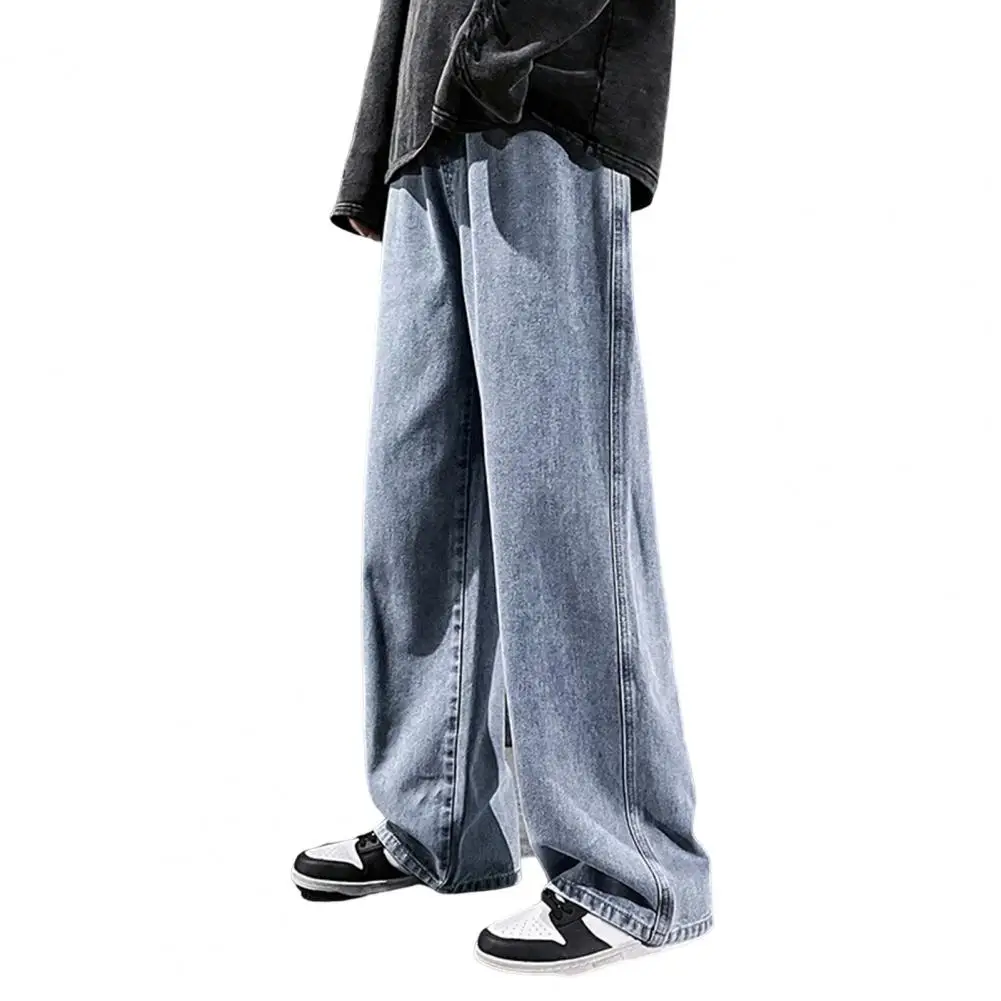 Korean Fashion Men Jeans Solid Color Loose Elastic Waist Straight Drawstring Daily Wear Pockets Men Trousers Male Clothes
Korean Fashion Men Jeans Solid Color Loose Elastic Waist Straight Drawstring Daily Wear Pockets Men Trousers Male Clothes
