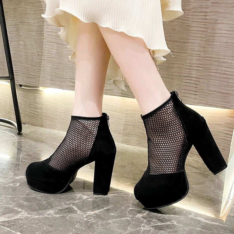 Mesh Cutout Women's Sandals 2023 New Black High-heeled Sandals Comfortable High Heel Platform Sandals Elegant Dress Party Shoes
Mesh Cutout Women's Sandals 2023 New Black High-heeled Sandals Comfortable High Heel Platform Sandals Elegant Dress Party Shoes