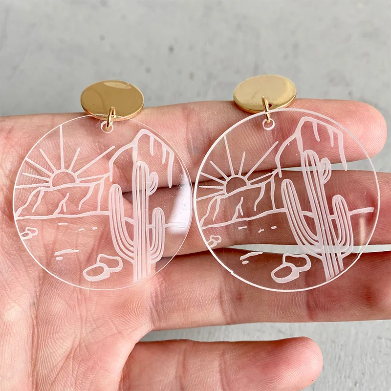 Hot West Cactus Rose Laser Marking Fashion Splicing Ear Rings European US Hot Metal Transparent Acrylic Earrings Gift Wholesale
Hot West Cactus Rose Laser Marking Fashion Splicing Ear Rings European US Hot Metal Transparent Acrylic Earrings Gift Wholesale