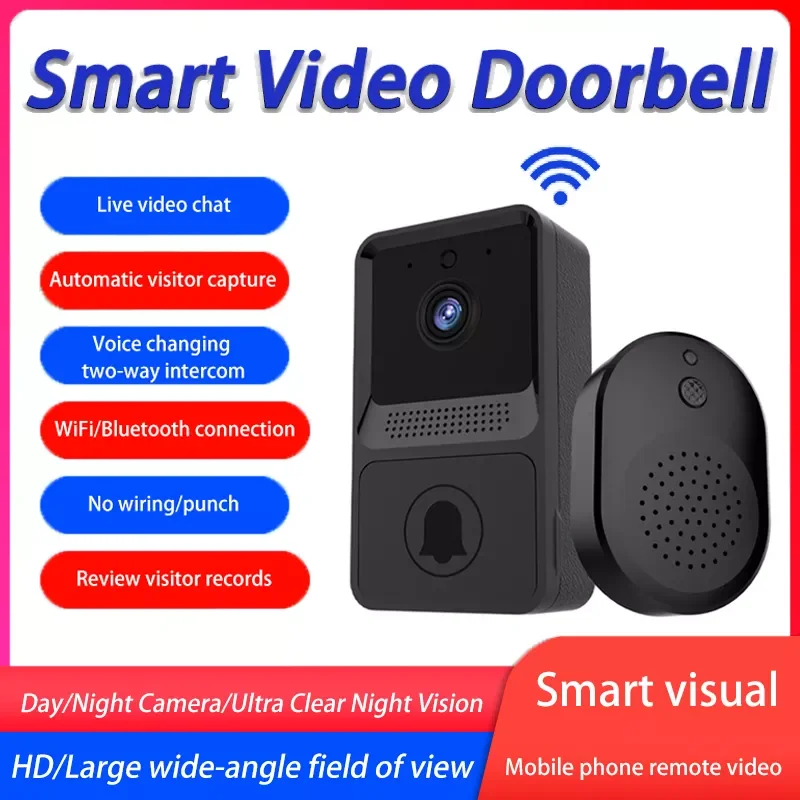 Беспроводной дверной звонок с Wi-Fi, цифровой видеодомофон с кольцевым соединением, уличный глазок для умного дома, со звуковым звонком для те...
Беспроводной дверной звонок с Wi-Fi, цифровой видеодомофон с кольцевым соединением, уличный глазок для умного дома, со звуковым звонком для те...